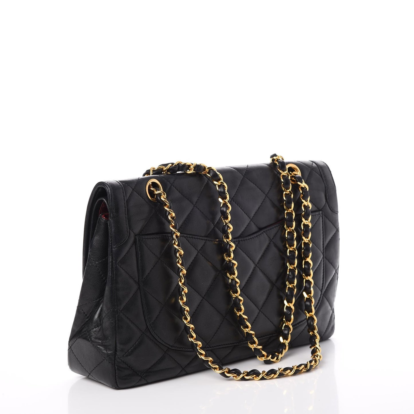 Lambskin Quilted Medium Double Flap Black