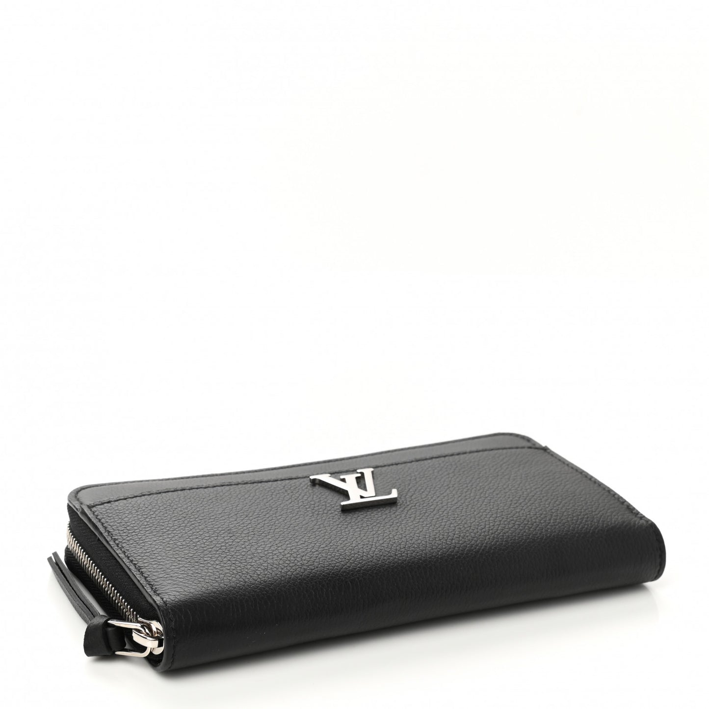 Calfskin Zippy Lockme Wallet Black