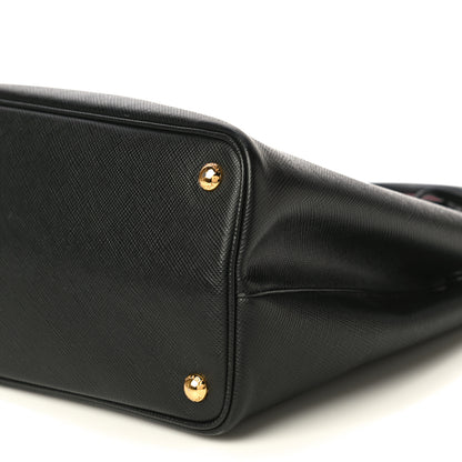 Prada Saffiano Cuir Medium Double Bag Black Fuoco 6 of 9