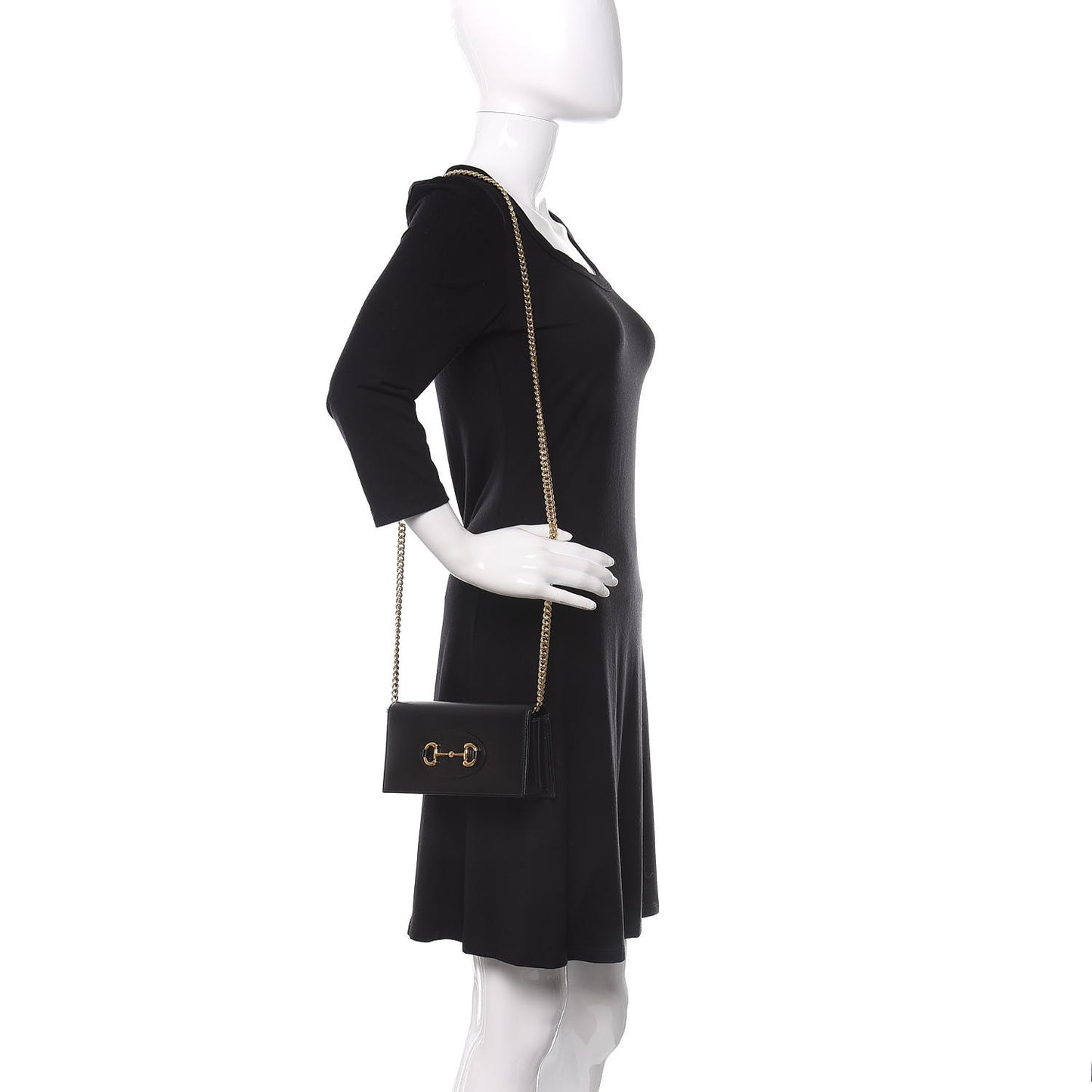 Boarded Plutone Calfskin Horsebit 1955 Wallet On Chain Black