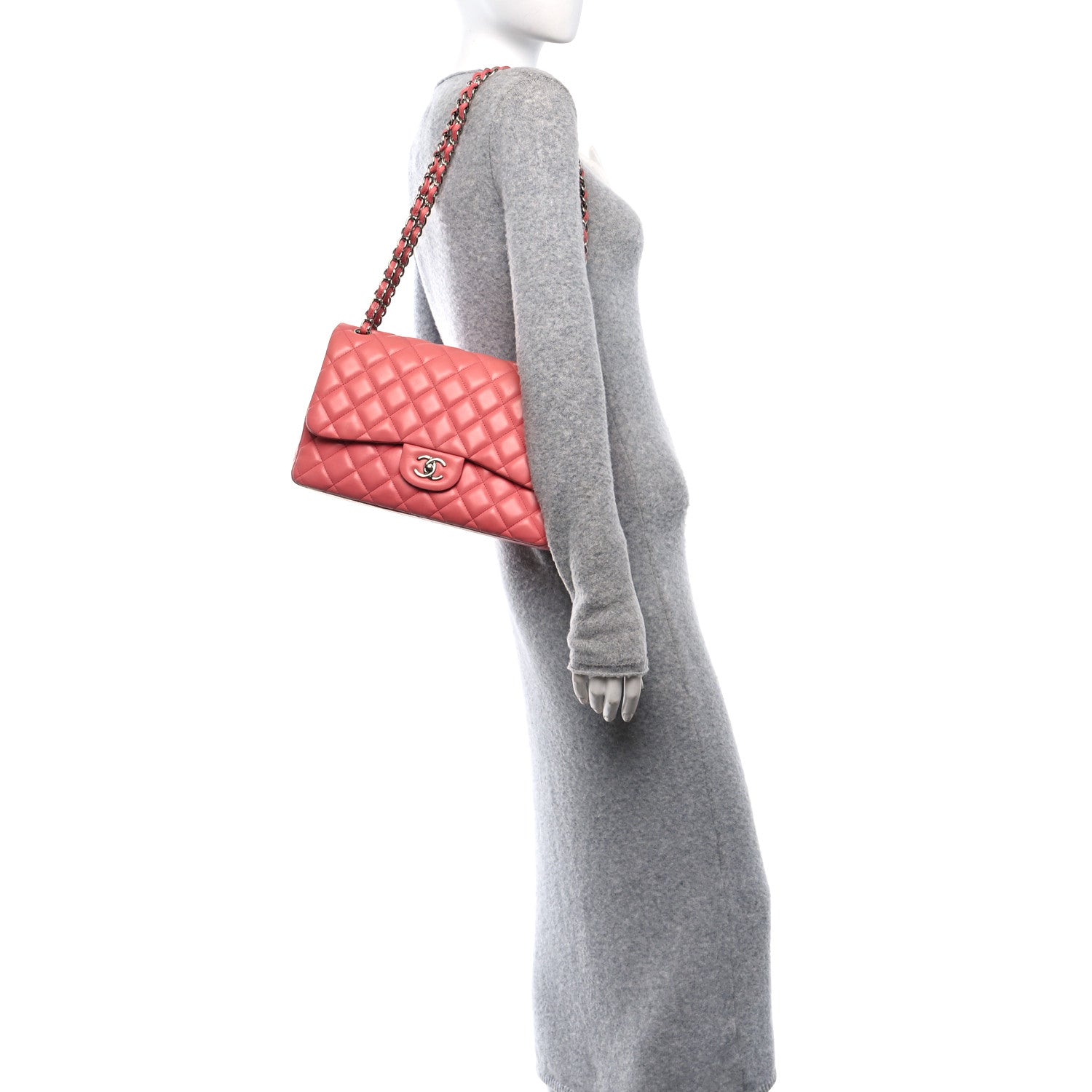 Chanel Lambskin Quilted Jumbo Double Flap Pink 2 of 10