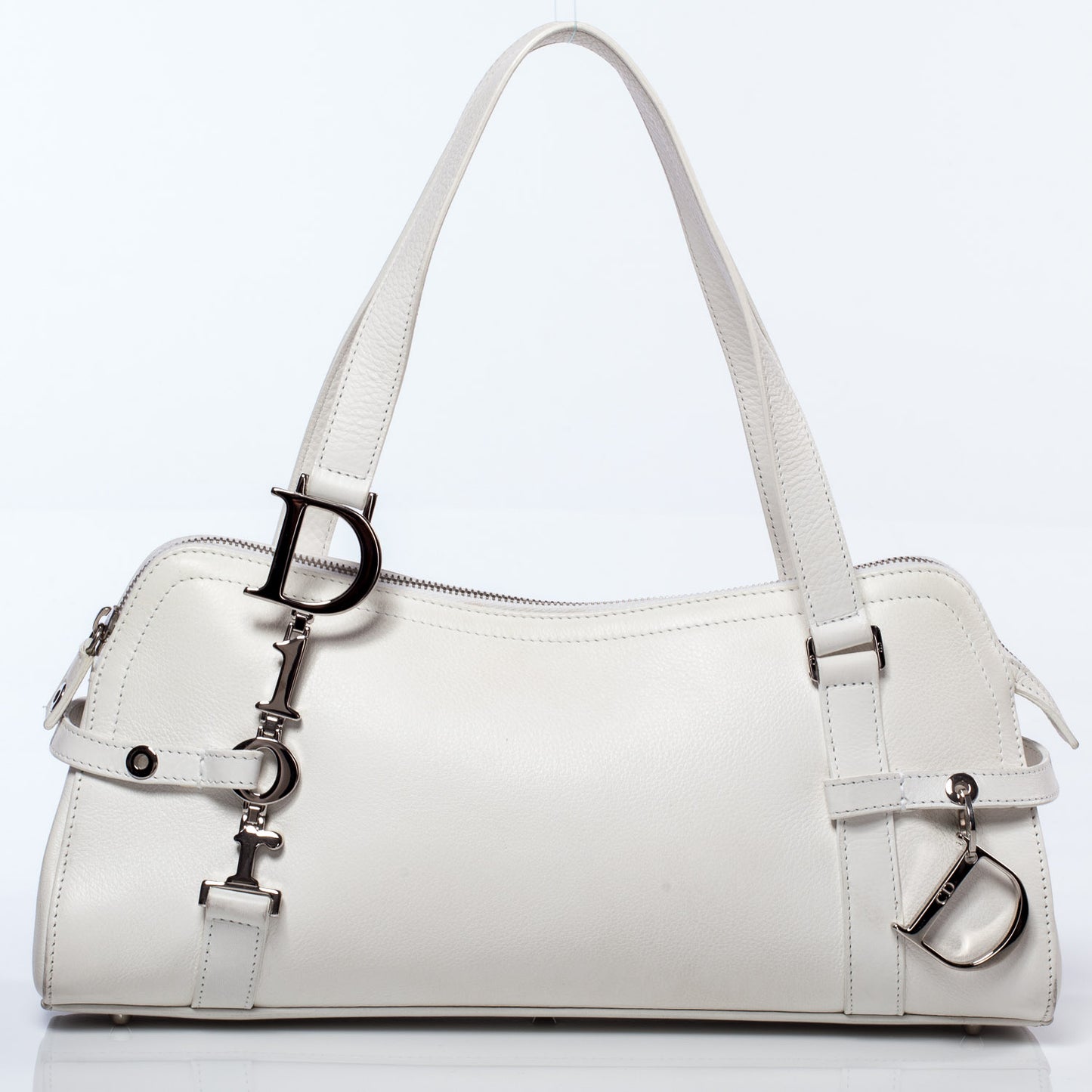 Leather Logo Charms Boston White