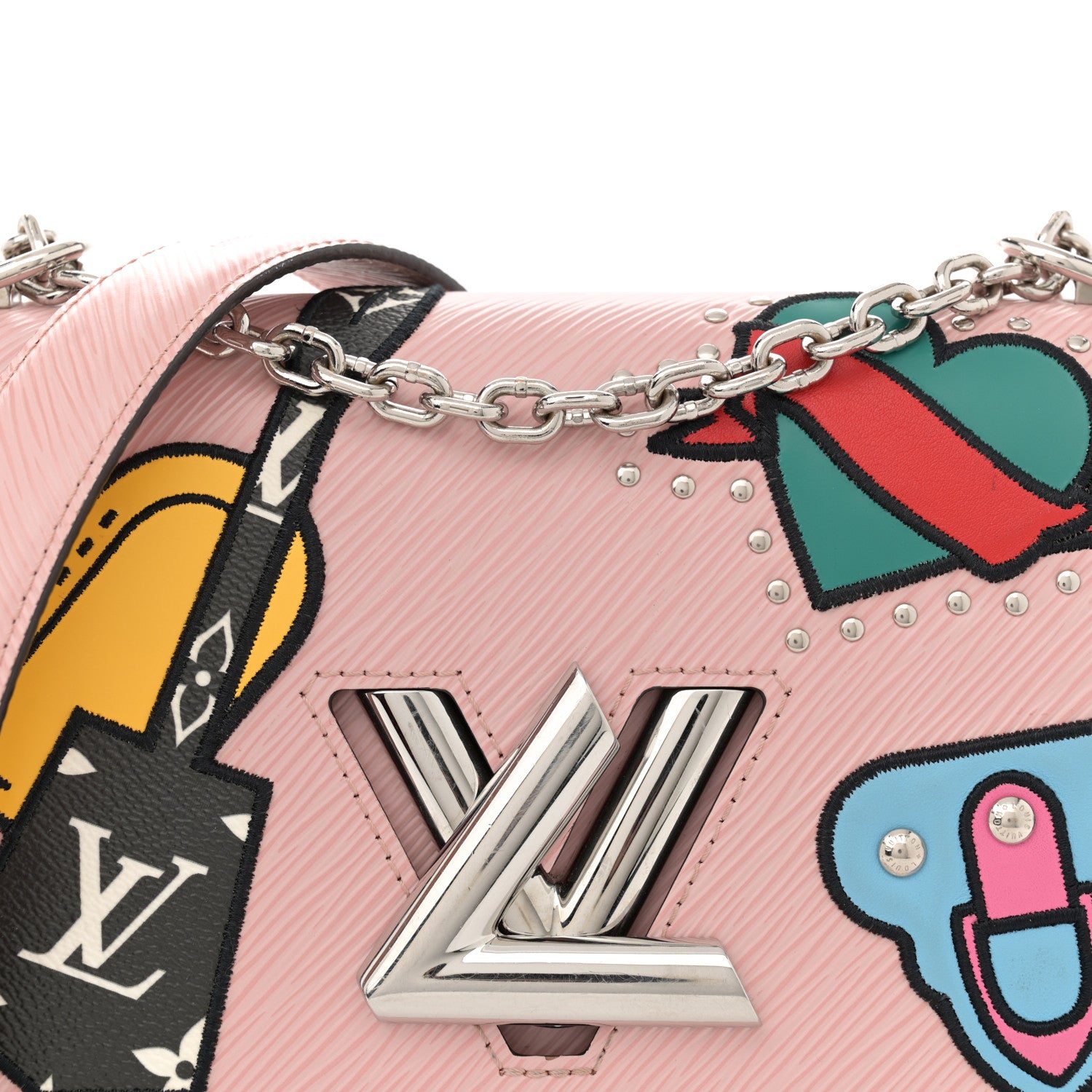 Louis Vuitton Epi Travel Stickers Twist Shoulder Bag MM Rose Ballerine 8 of 11