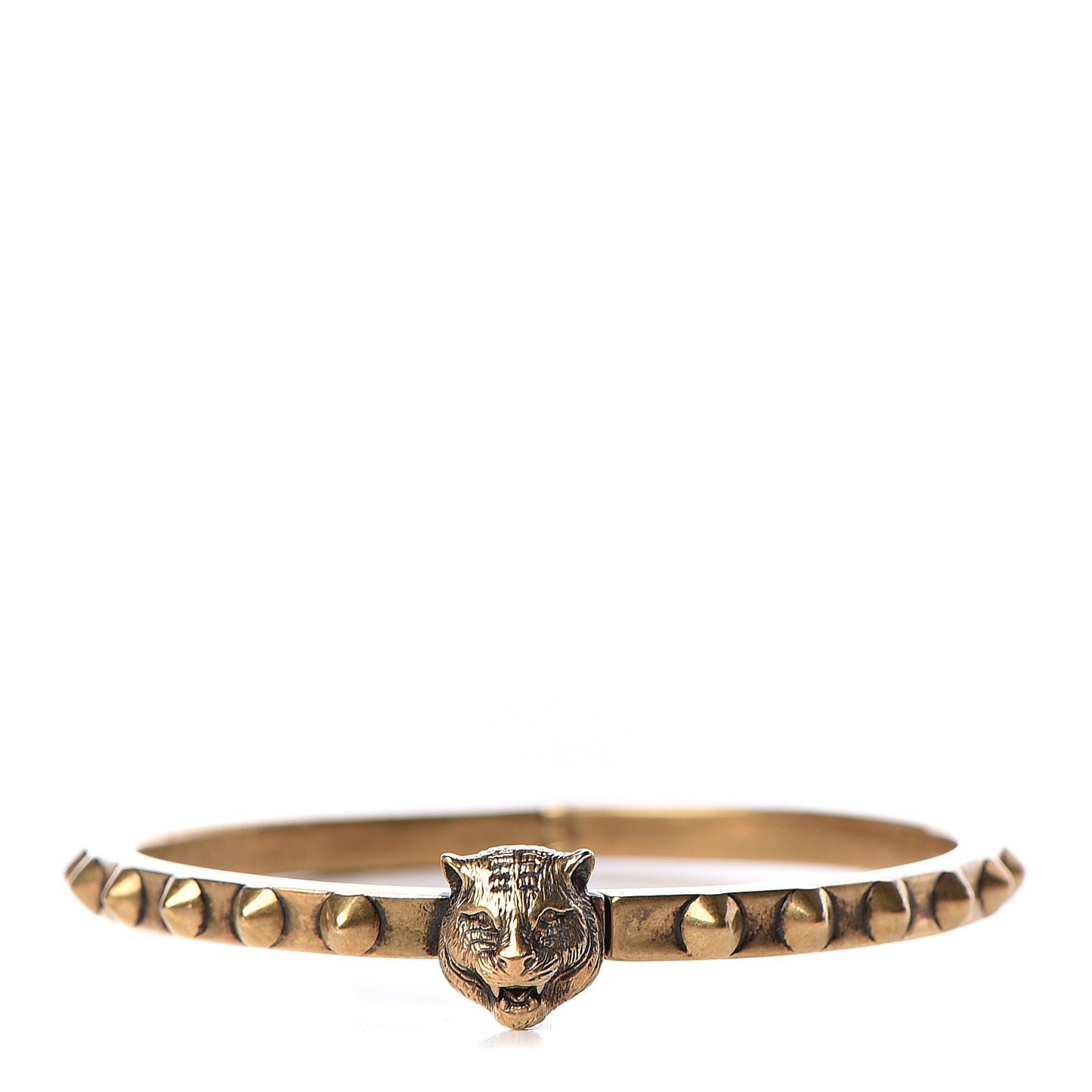 Metal Feline Head Bracelet 16 Aged Gold