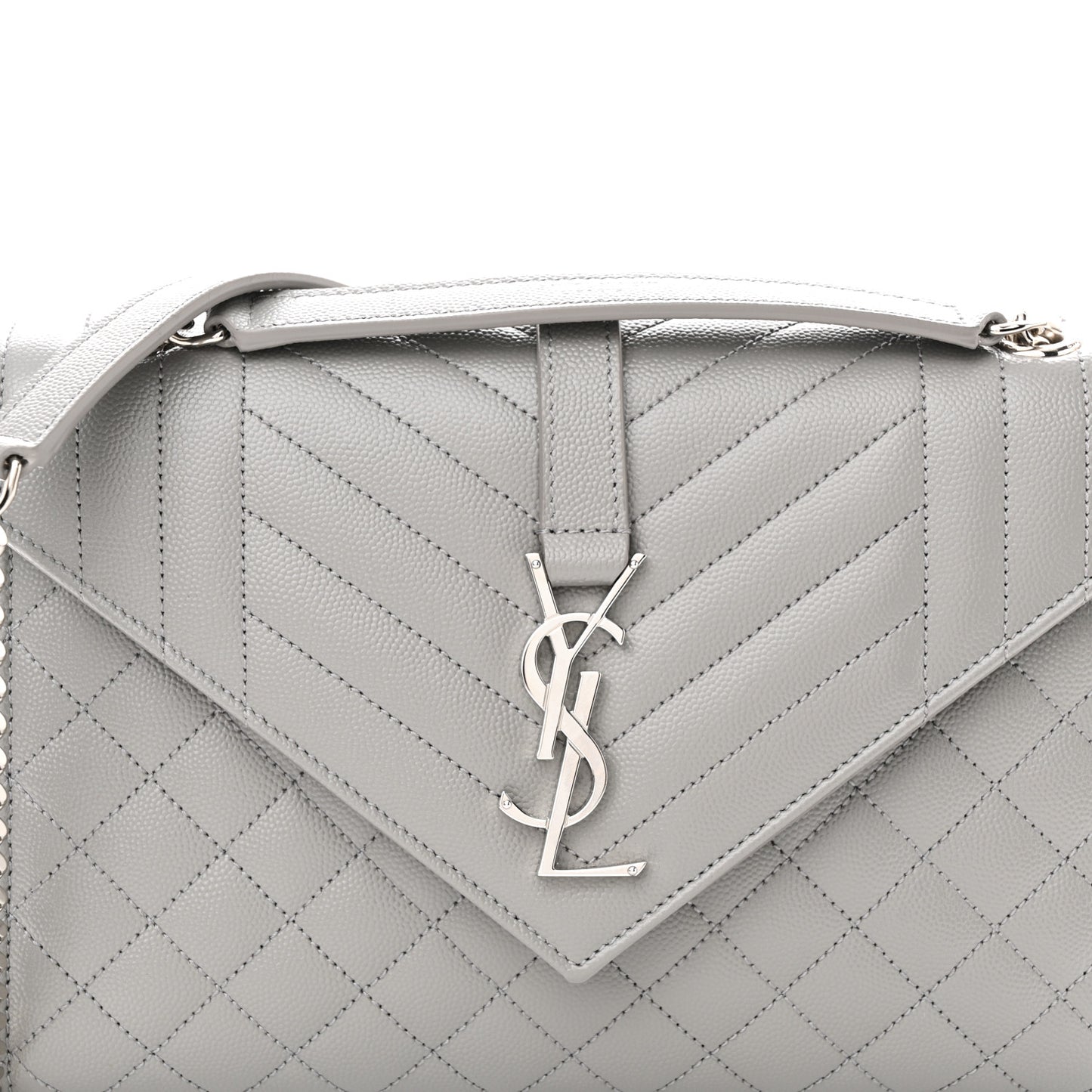 Grain De Poudre Textured Mixed Matelasse Medium Triquilt Monogram Satchel New Stone