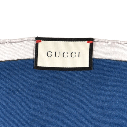 Gucci Silk GG Horseshoe Print Scarf Blue 4 of 4