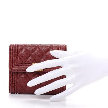 Chanel Caviar Quilted Compact Boy Wallet Burgundy 2 of 9