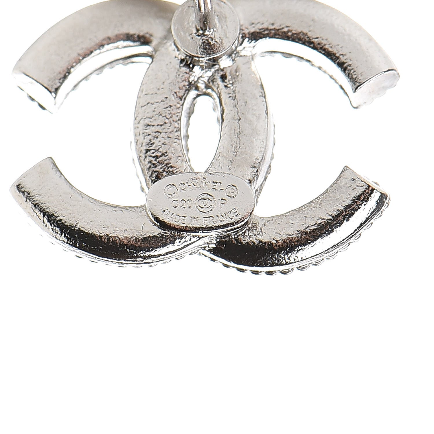 Chanel Crystal CC Earrings Silver 4 of 5