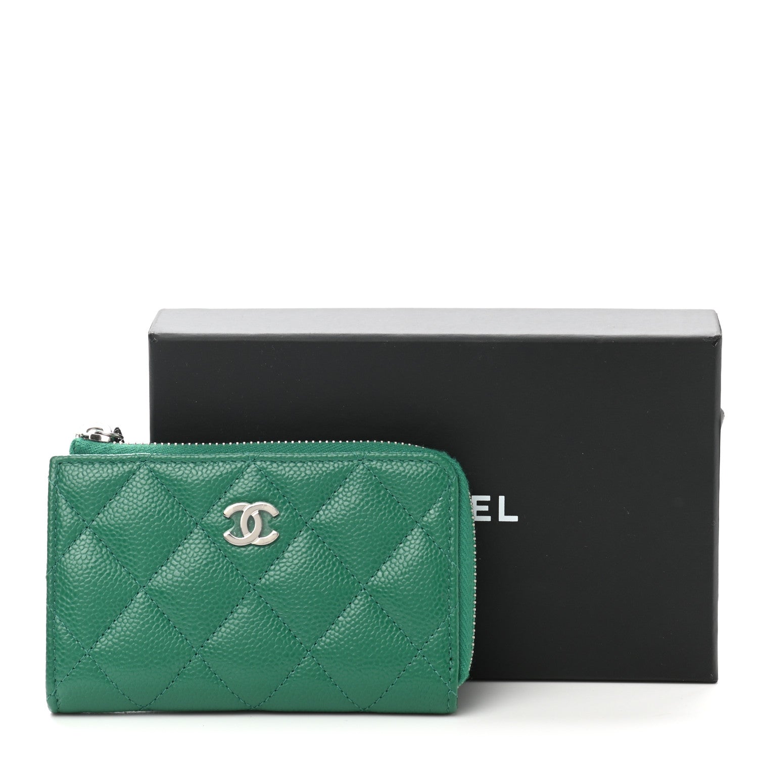 Chanel Caviar Quilted Zipped Key Holder Case Green 8 of 8