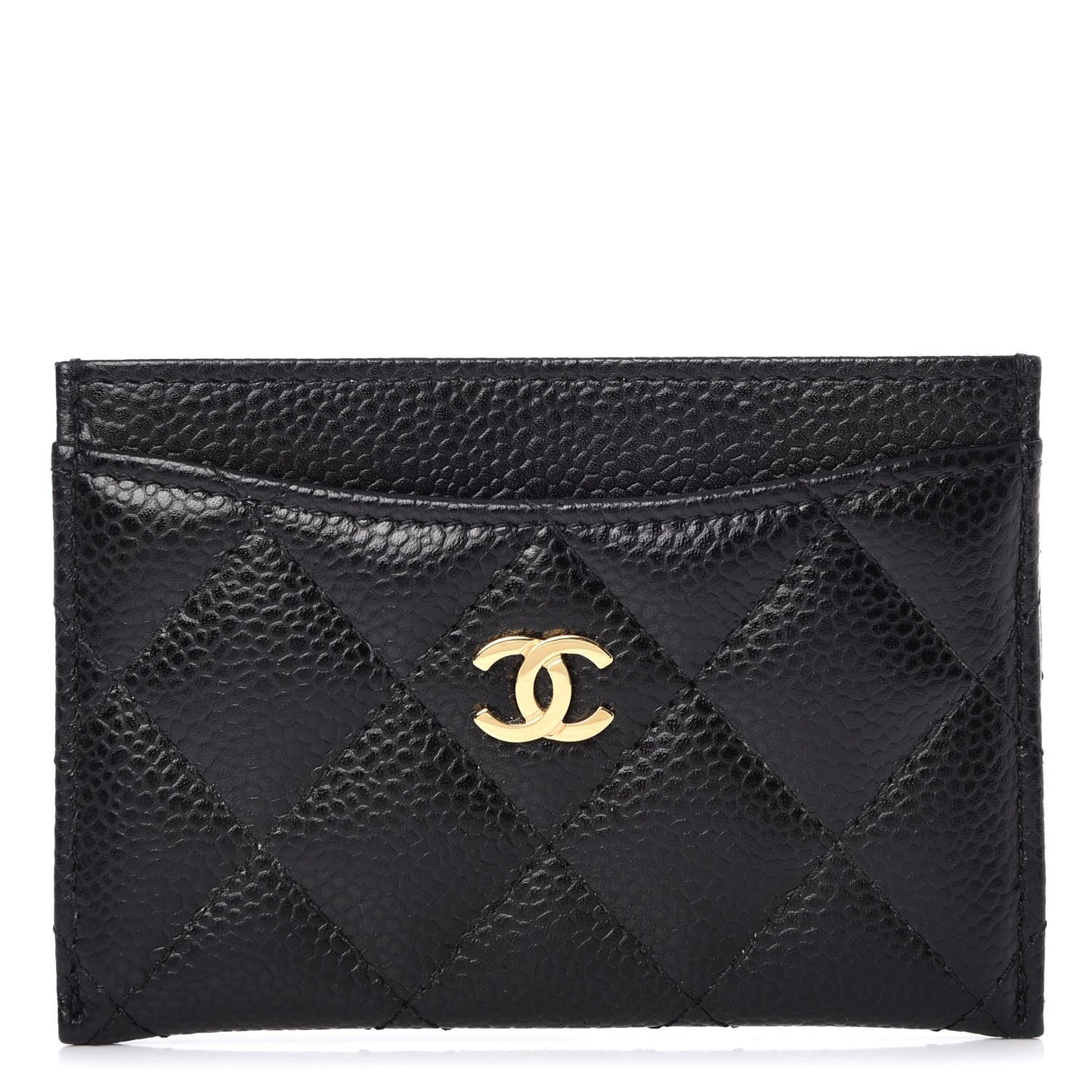 Caviar Quilted Card Holder Black