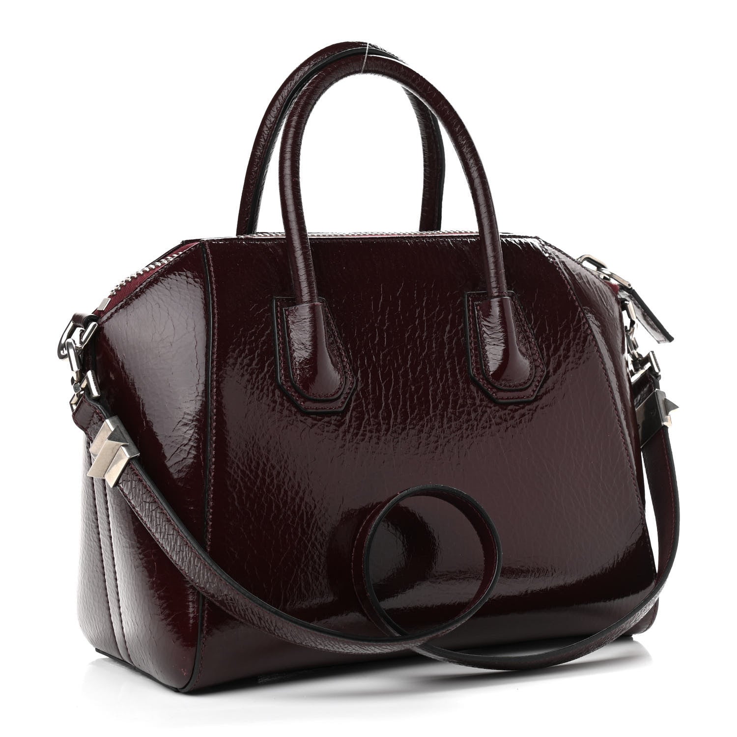 Givenchy Crinkled Patent Calfskin Small Antigona Aubergine 3 of 11