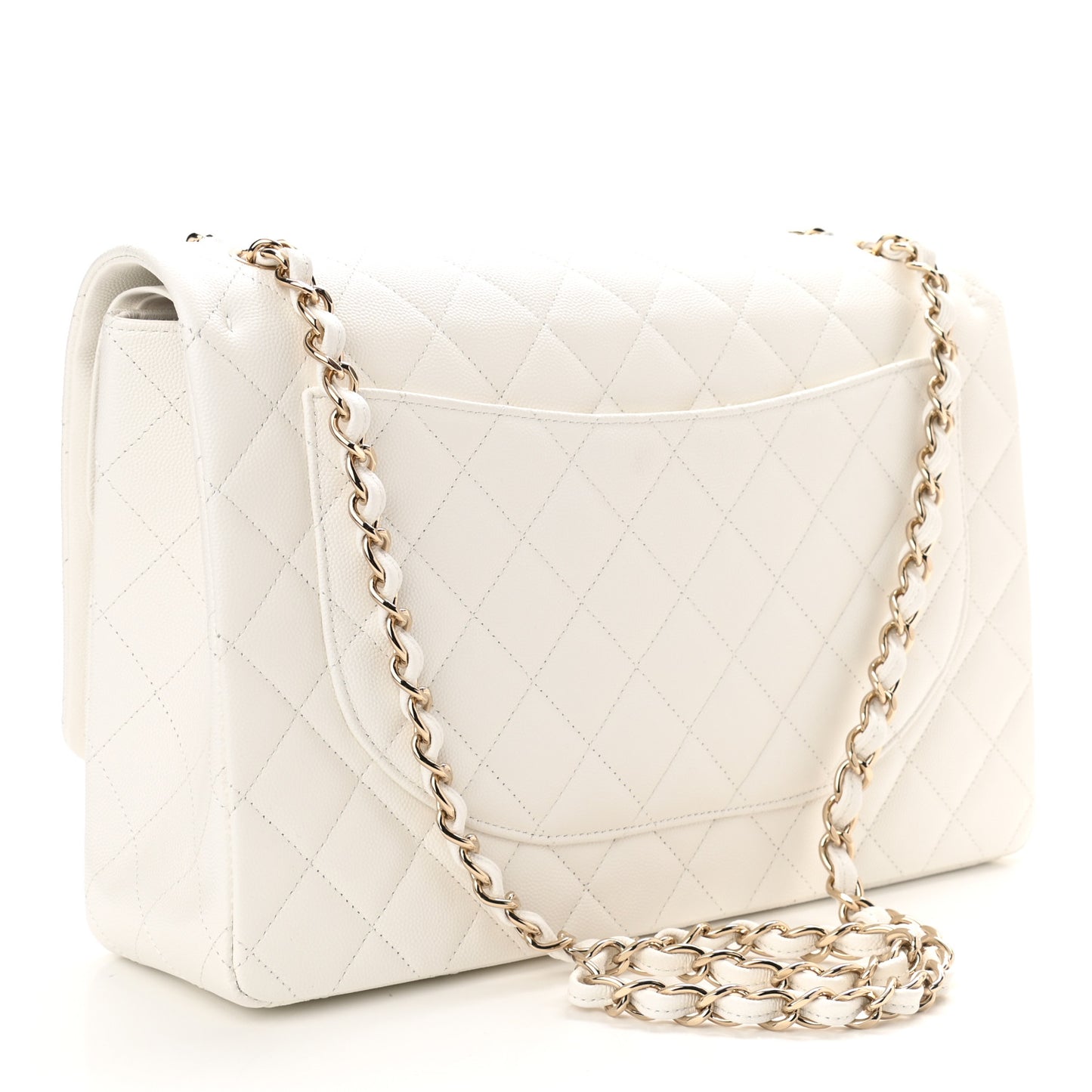 Caviar Quilted Maxi Double Flap White