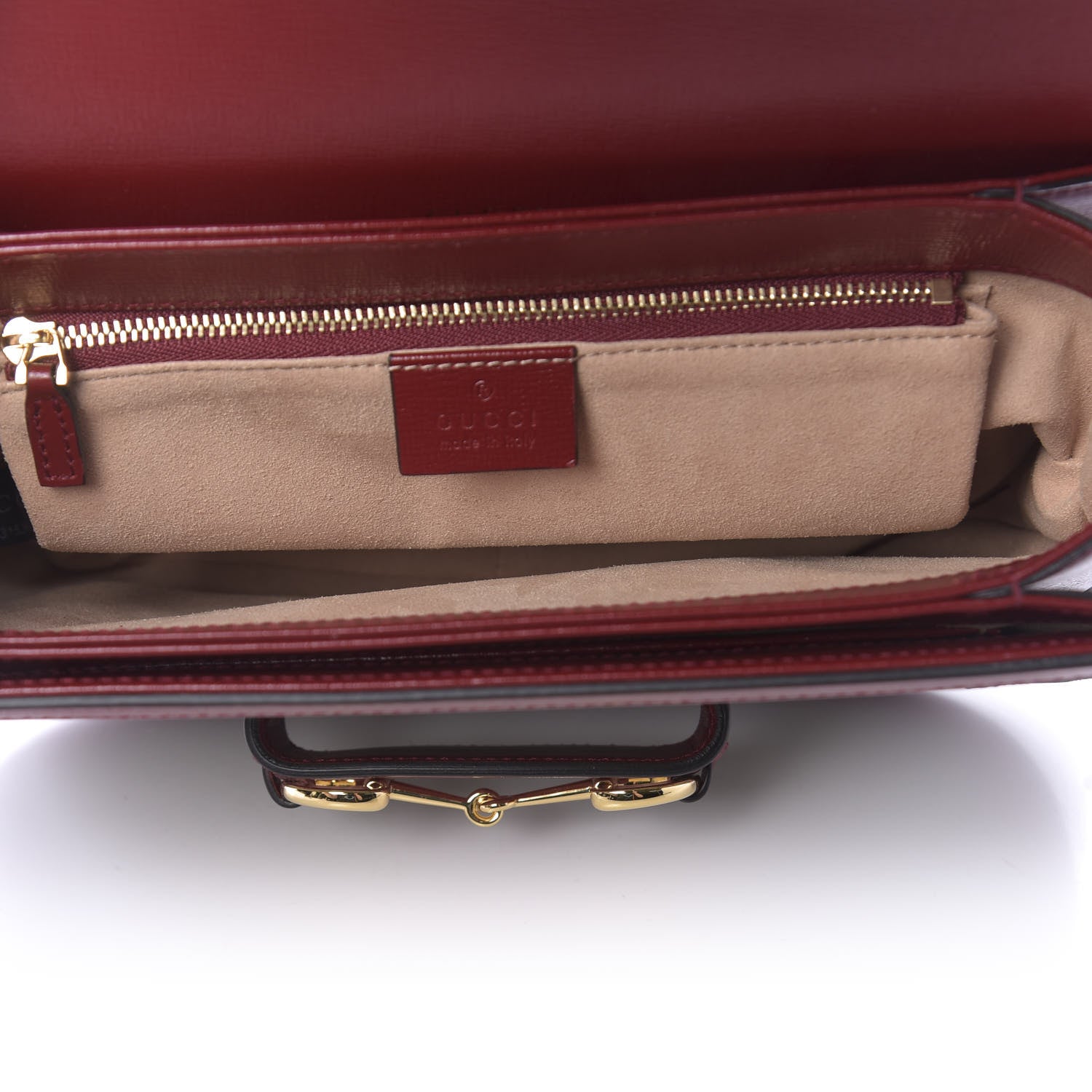 Gucci GG Supreme Monogram Azalea Calfskin Horsebit 1955 Shoulder Bag Beige Ebony New Cherry Red 4 of 9
