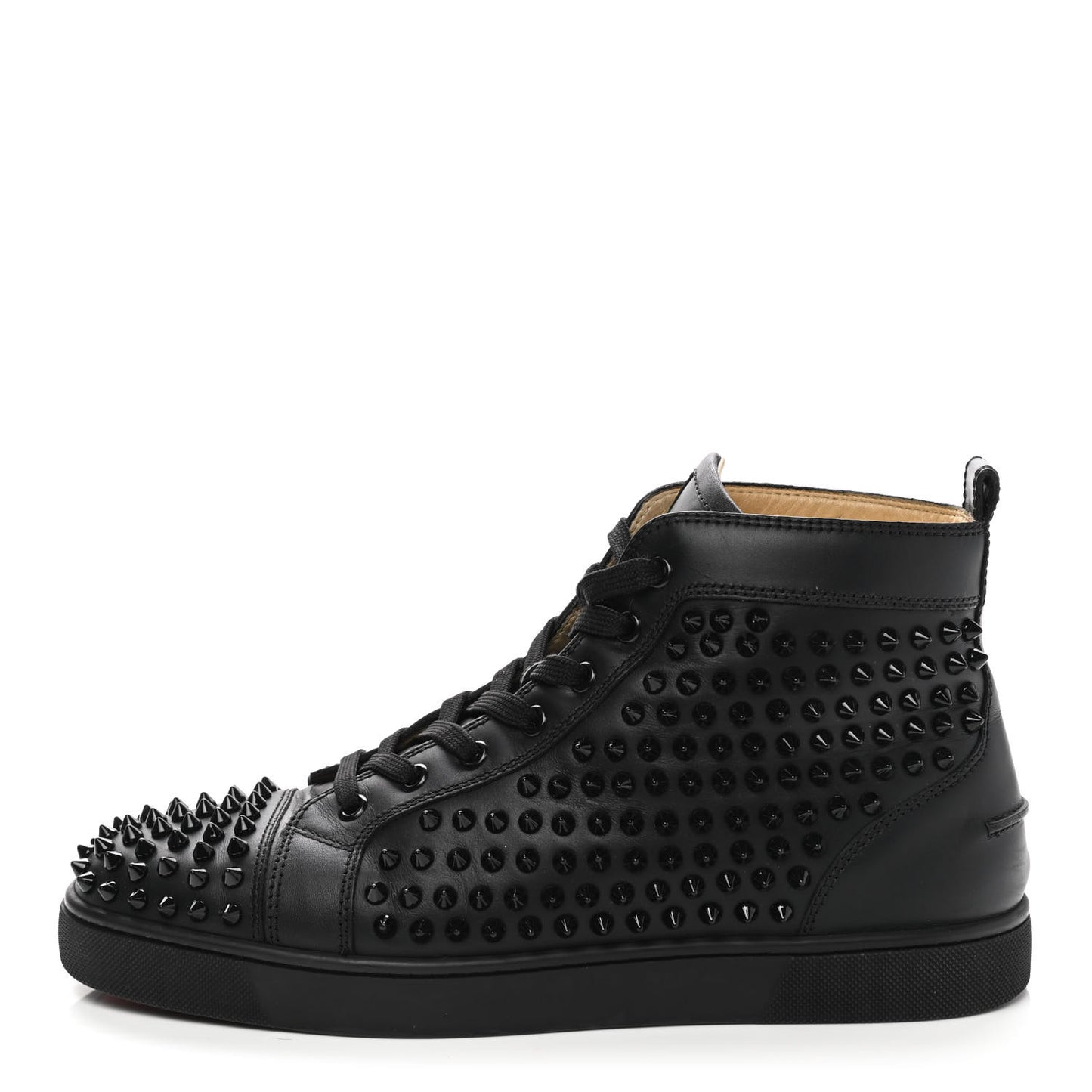 Calfskin Mens Louis Spikes Flat Sneakers 41.5 Black