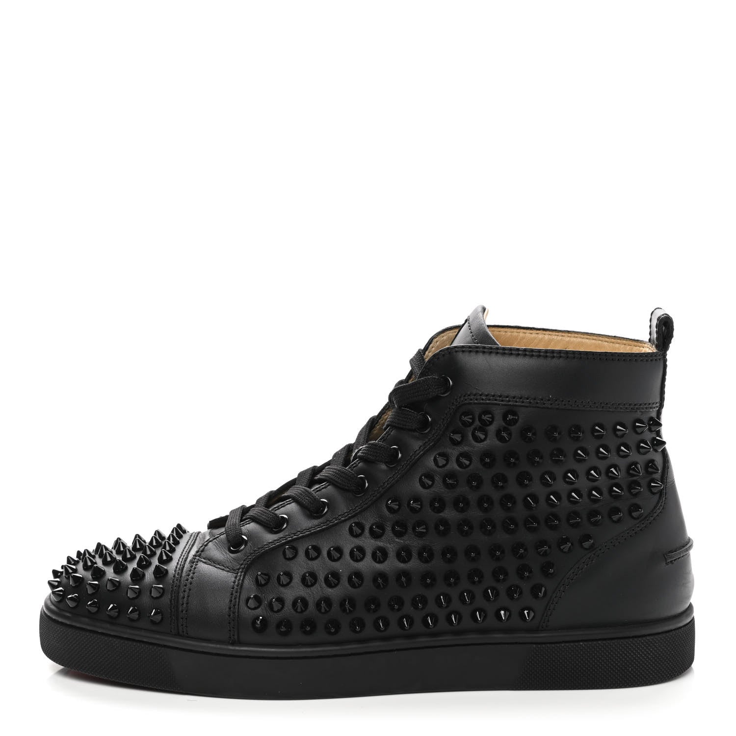 Christian Louboutin Calfskin Mens Louis Spikes Flat Sneakers 41.5 Black 1 of 8