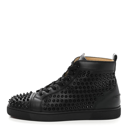 Christian Louboutin Calfskin Mens Louis Spikes Flat Sneakers 41.5 Black 1 of 8
