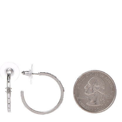Chanel Baguette Crystal CC Hoop Earrings Silver 2 of 4