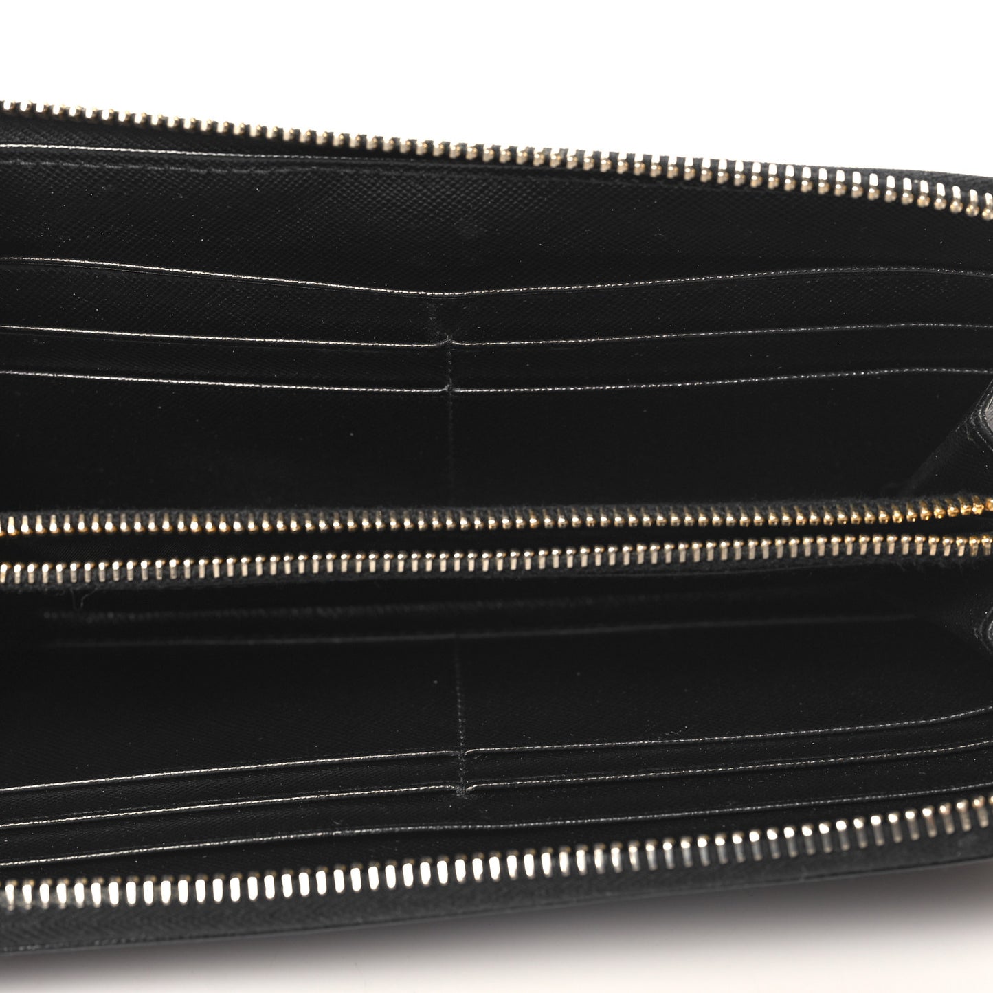 Saffiano Metal Zip Around Wallet Black