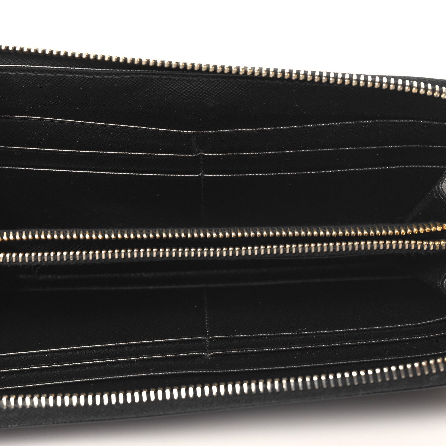 Prada Saffiano Metal Zip Around Wallet Black 5 of 7