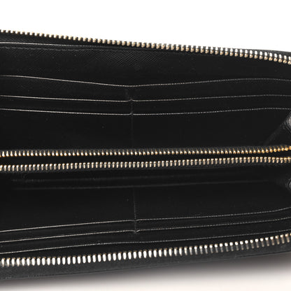 Prada Saffiano Metal Zip Around Wallet Black 5 of 7