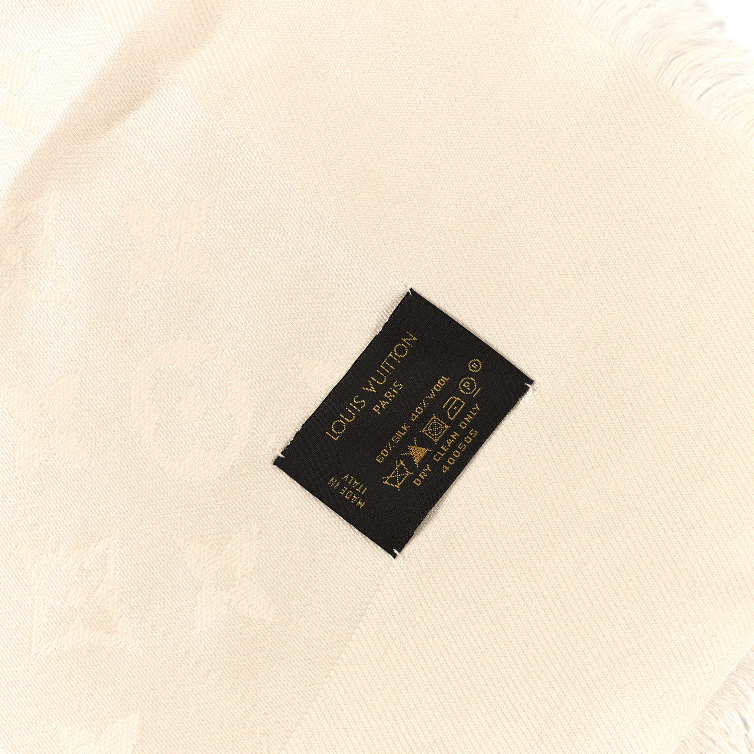 Louis Vuitton Silk Wool Monogram Shine Shawl White 3 of 6