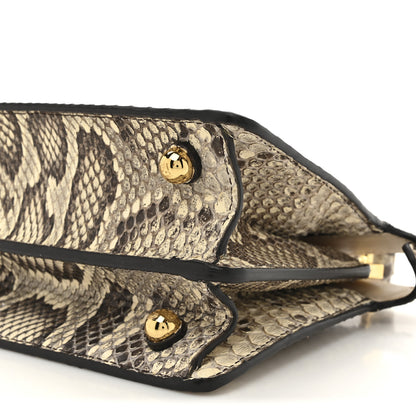 Fendi Snakeskin Shiny Nappa Petite Peekaboo I SEE U Satchel Daisy Roccia Camelia 10 of 12