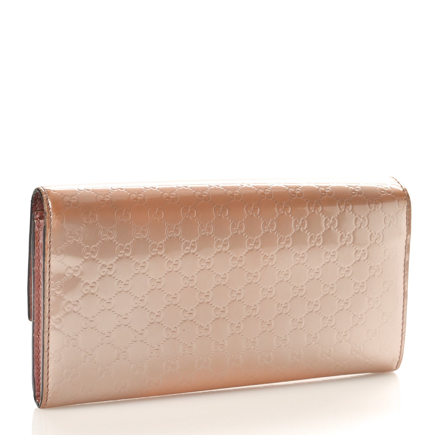 Patent Microguccissima Bow Heart Continental Wallet Pink
