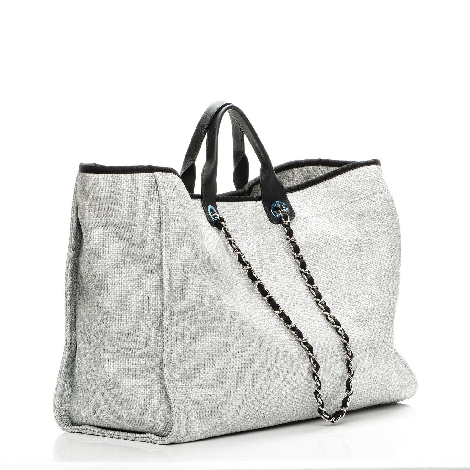 Chanel Woven Straw Raffia Extra Large Deauville Tote Grey 3 of 8