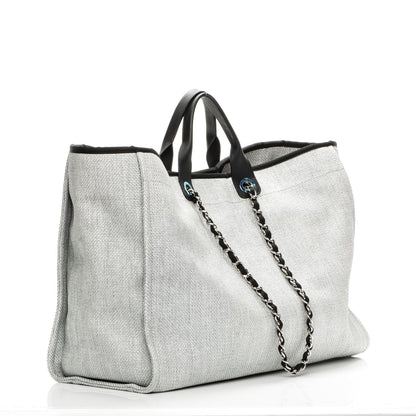 Chanel Woven Straw Raffia Extra Large Deauville Tote Grey 3 of 8