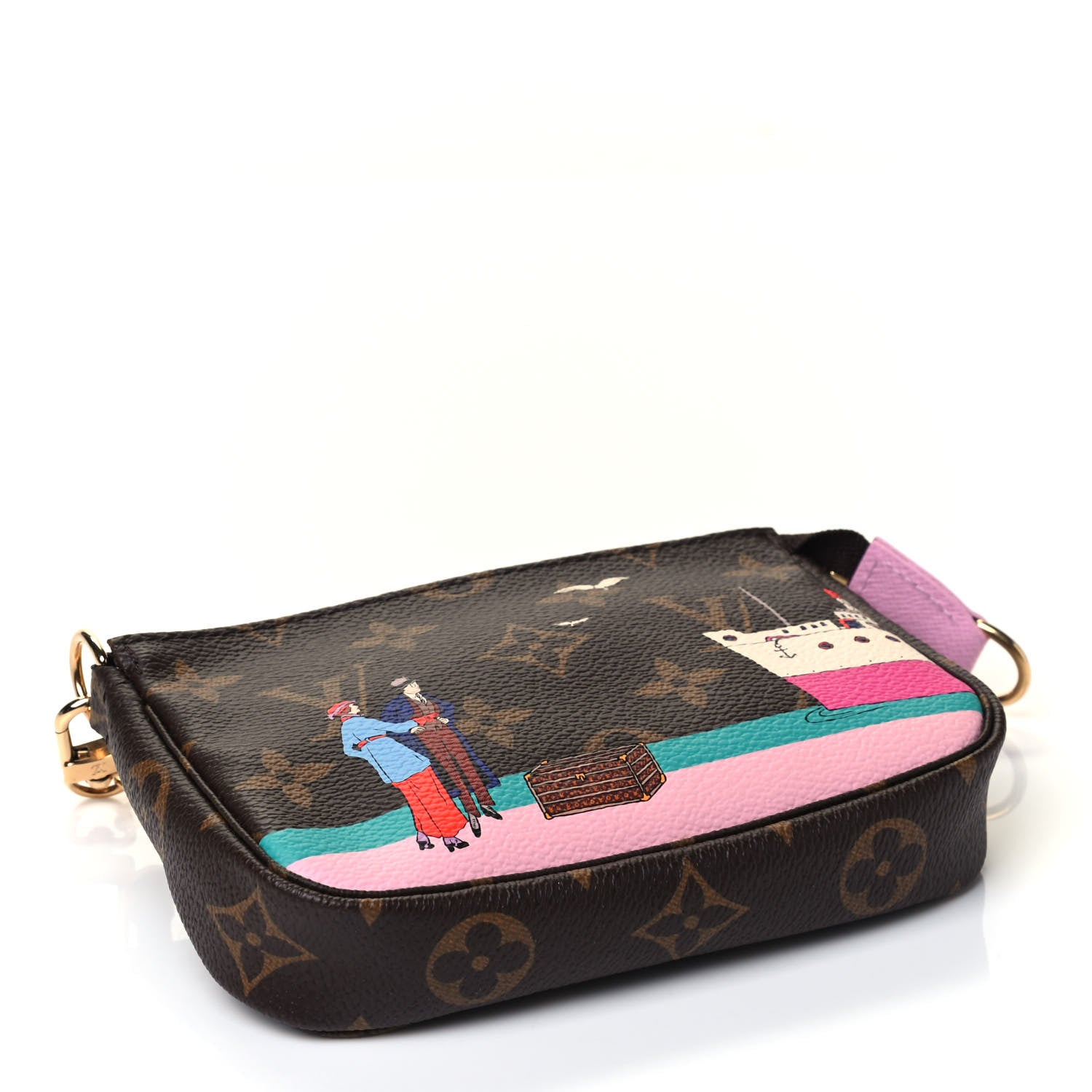 Louis Vuitton Monogram 2016 Christmas Animation Mini Pochette Accessories Rose Ballerine 3 of 4