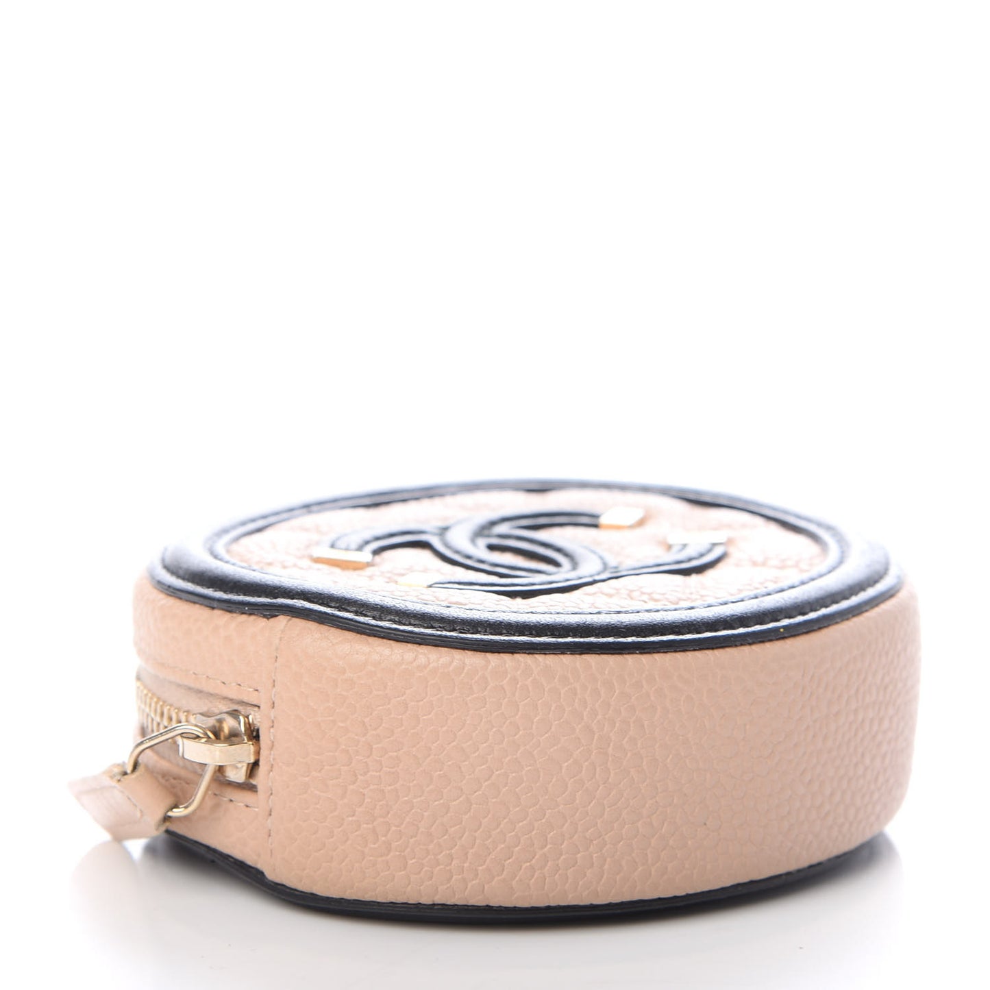 Caviar Quilted Filigree Zip Around Classic Coin Purse Beige Black