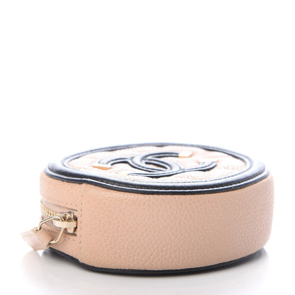 Chanel Caviar Quilted Filigree Zip Around Classic Coin Purse Beige Black 4 of 7