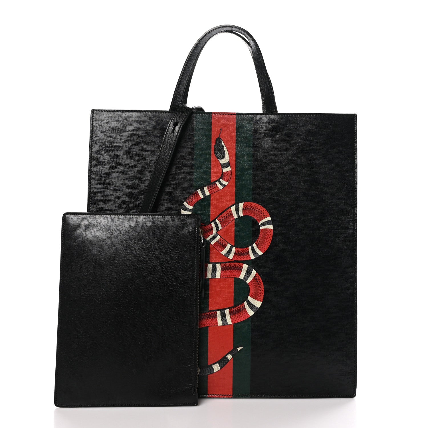 Gucci Calfskin Kingsnake Print Vertical Tote Black 3 of 11