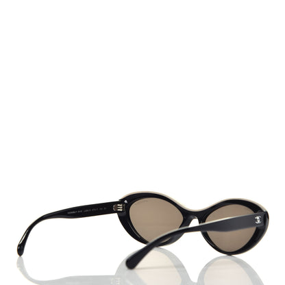 Chanel Acetate Oval Sunglasses 5416 Black Beige 4 of 8