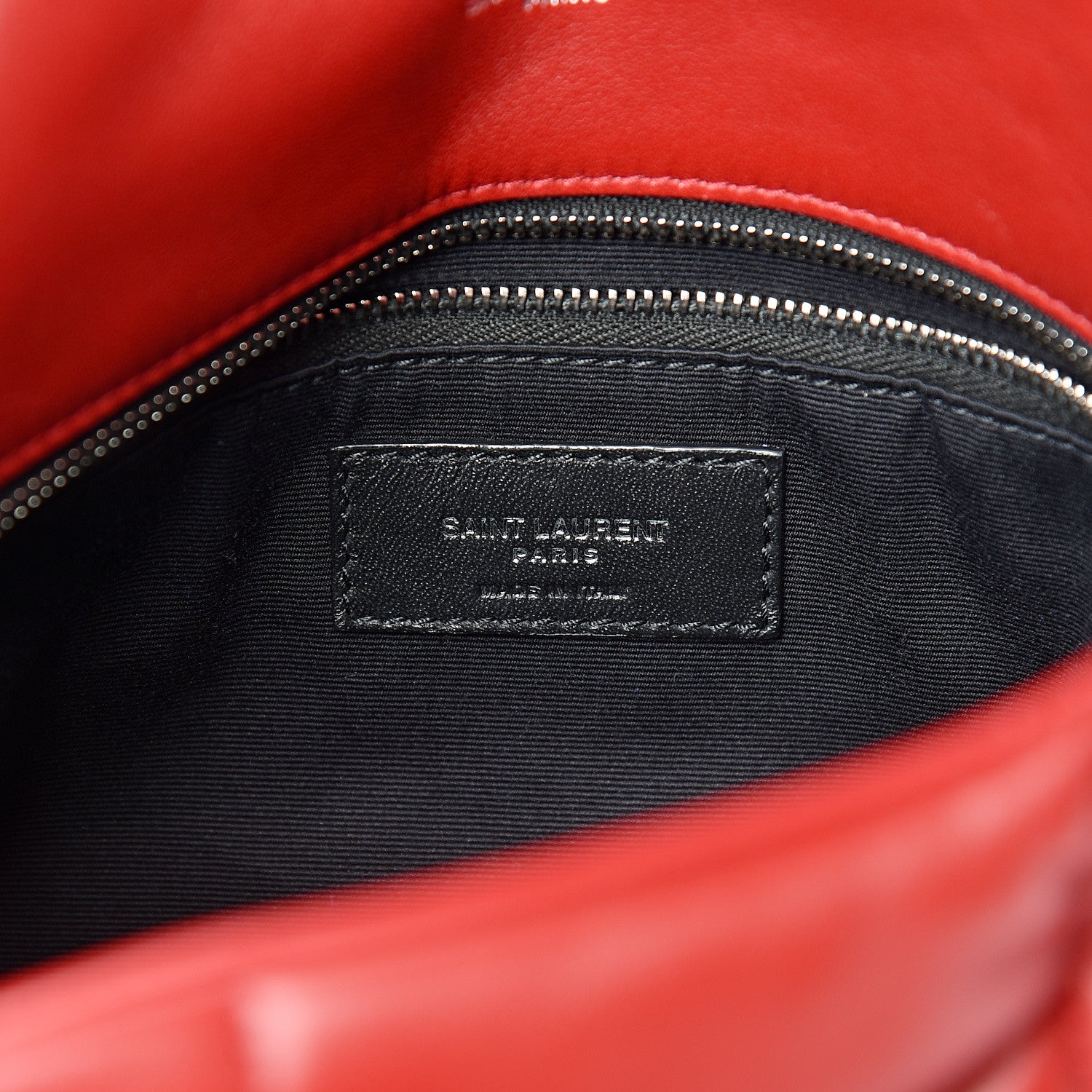 Saint Laurent Lambskin Quilted Small Loulou Puffer Monogram Chain Satchel Red 5 of 9