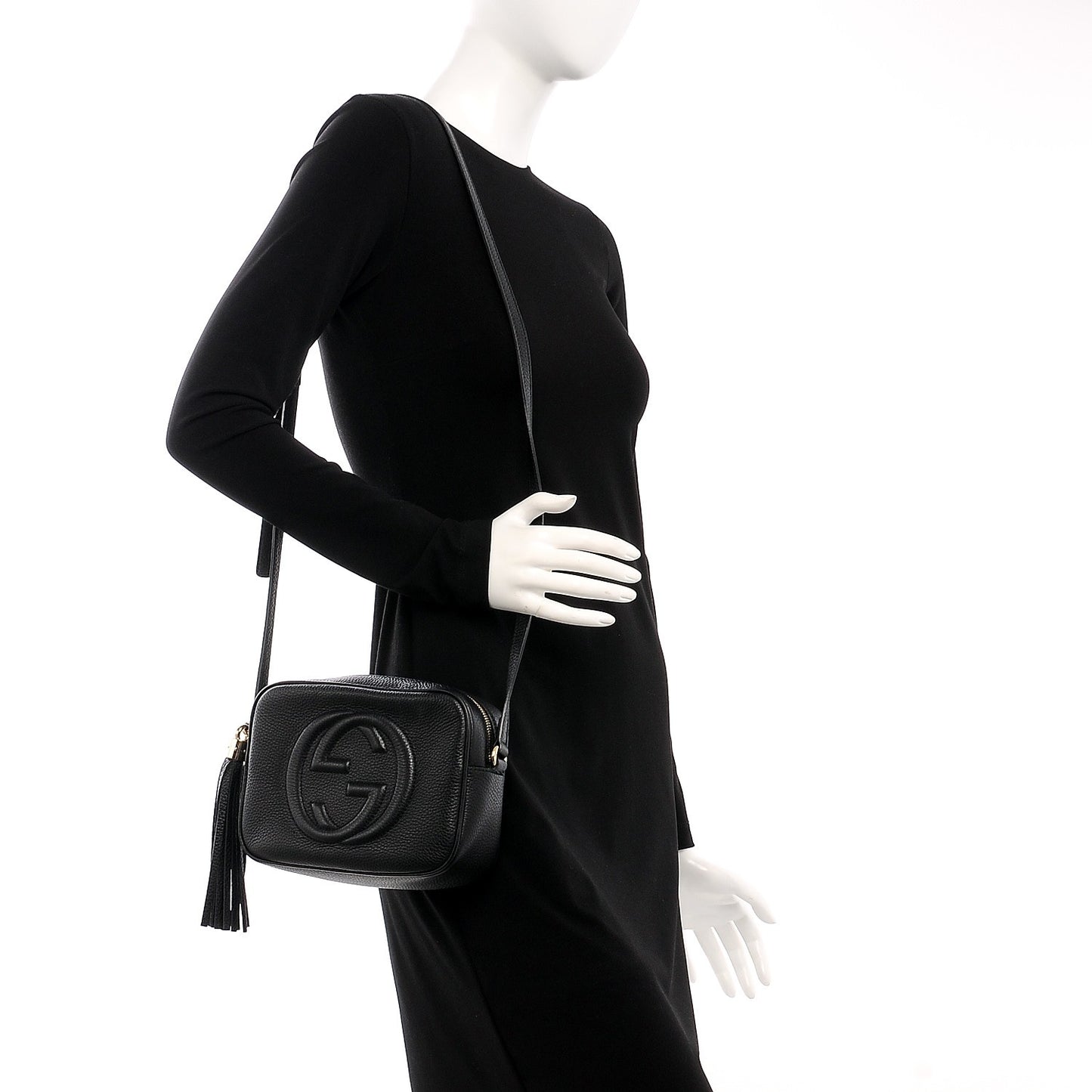 Pebbled Calfskin Small Soho Disco Bag Black