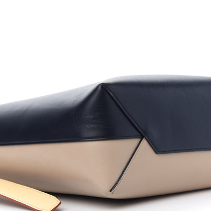 Celine Shiny Smooth Calfskin Small Twisted Cabas Navy Beige 7 of 9