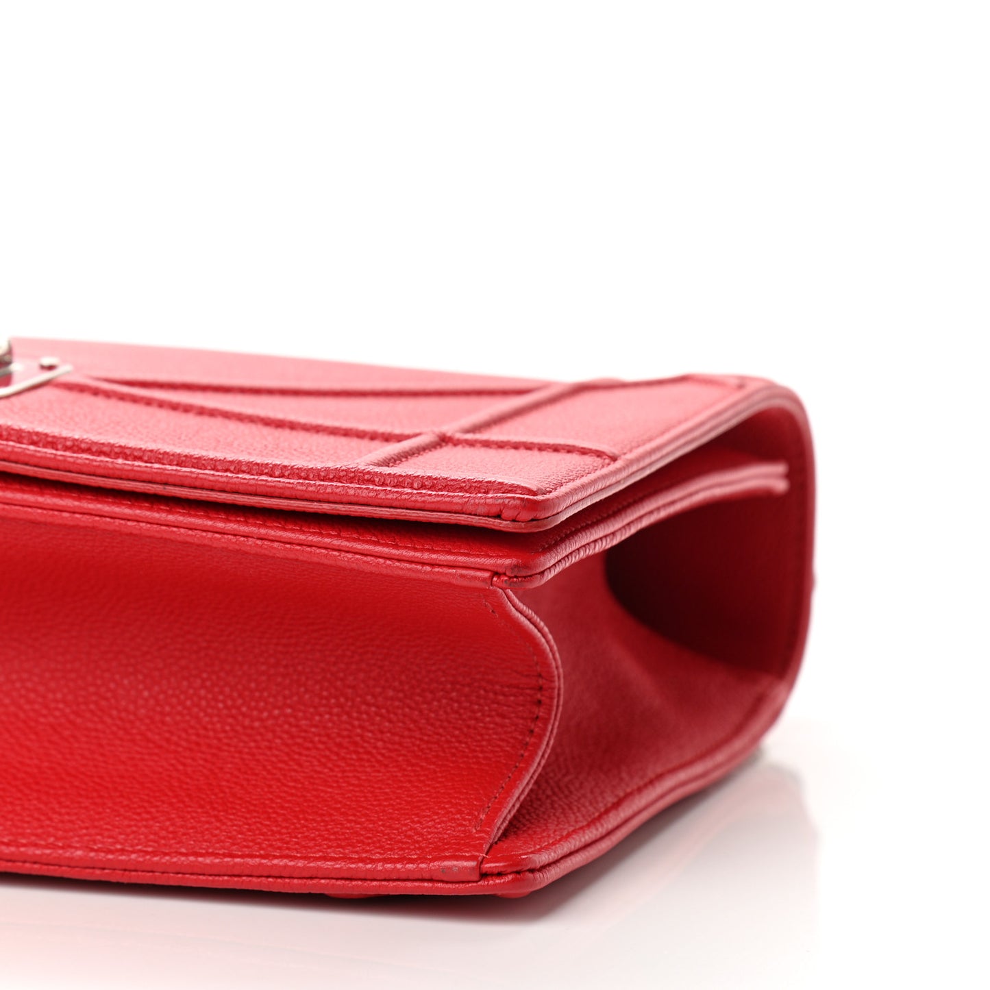 Grained Calfskin Medium Diorama Flap Bag Red