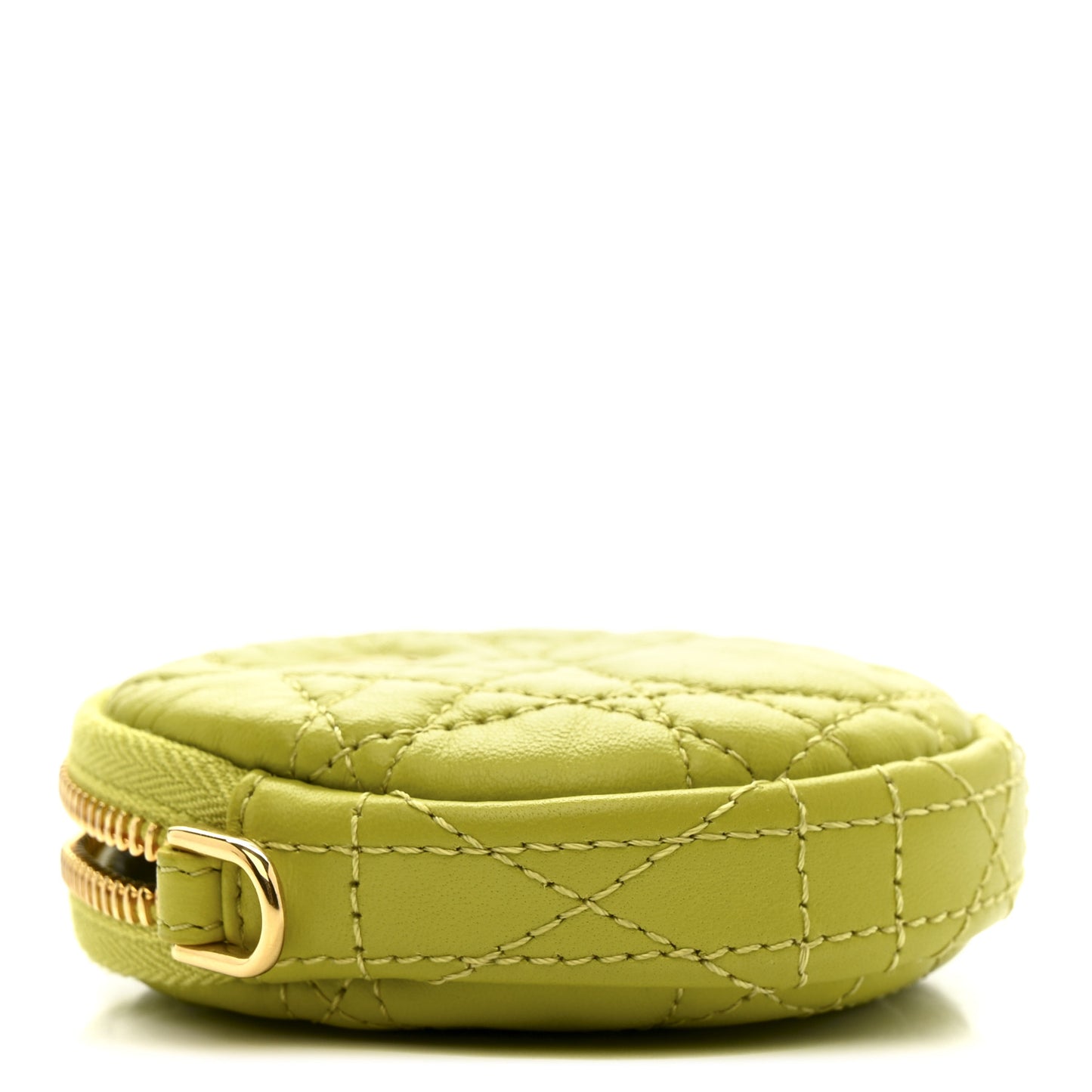 Lambskin Mini Cannage Round Caro Crossbody Pouch Lime