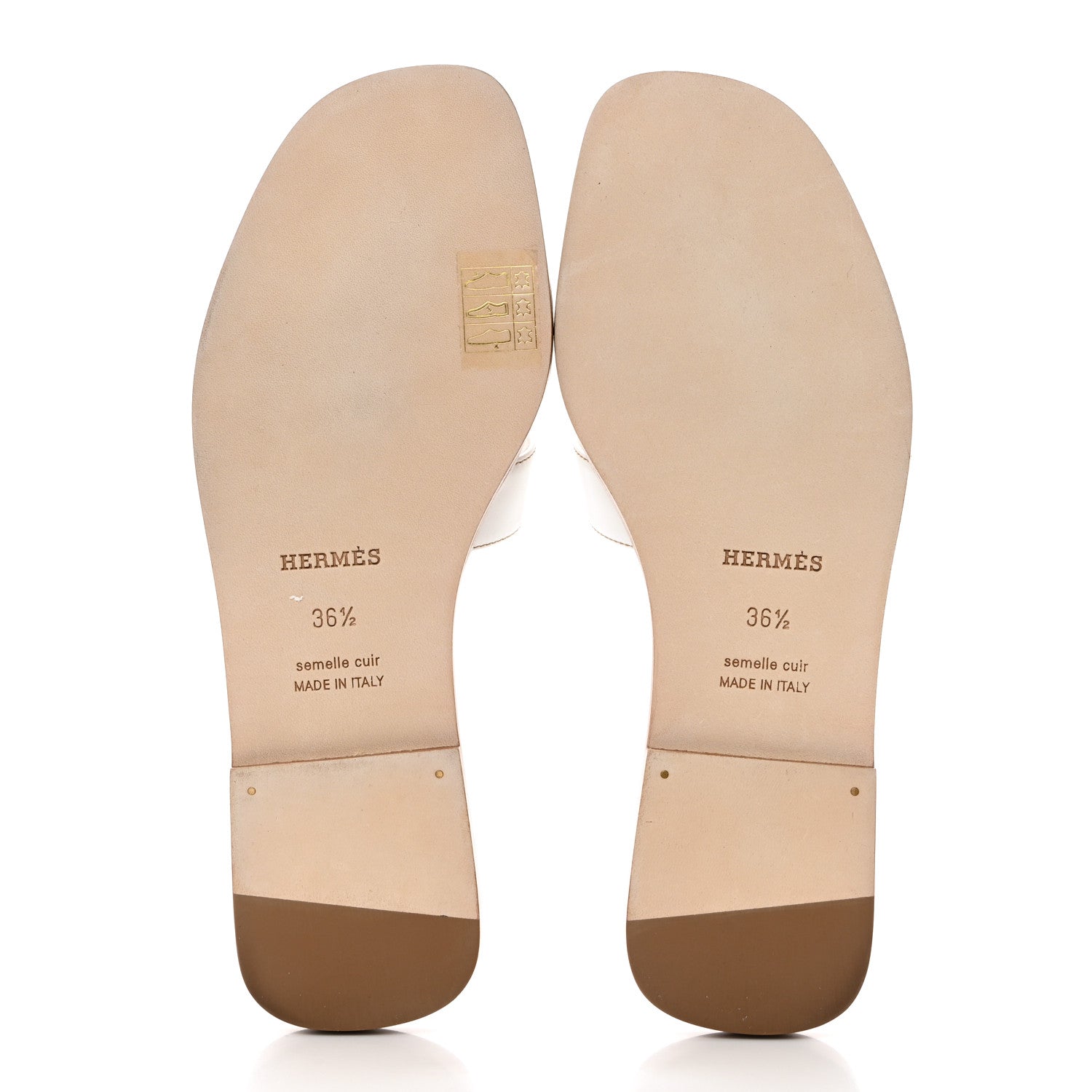 Hermes Box Calfskin Oran Sandals 36.5 White 5 of 9