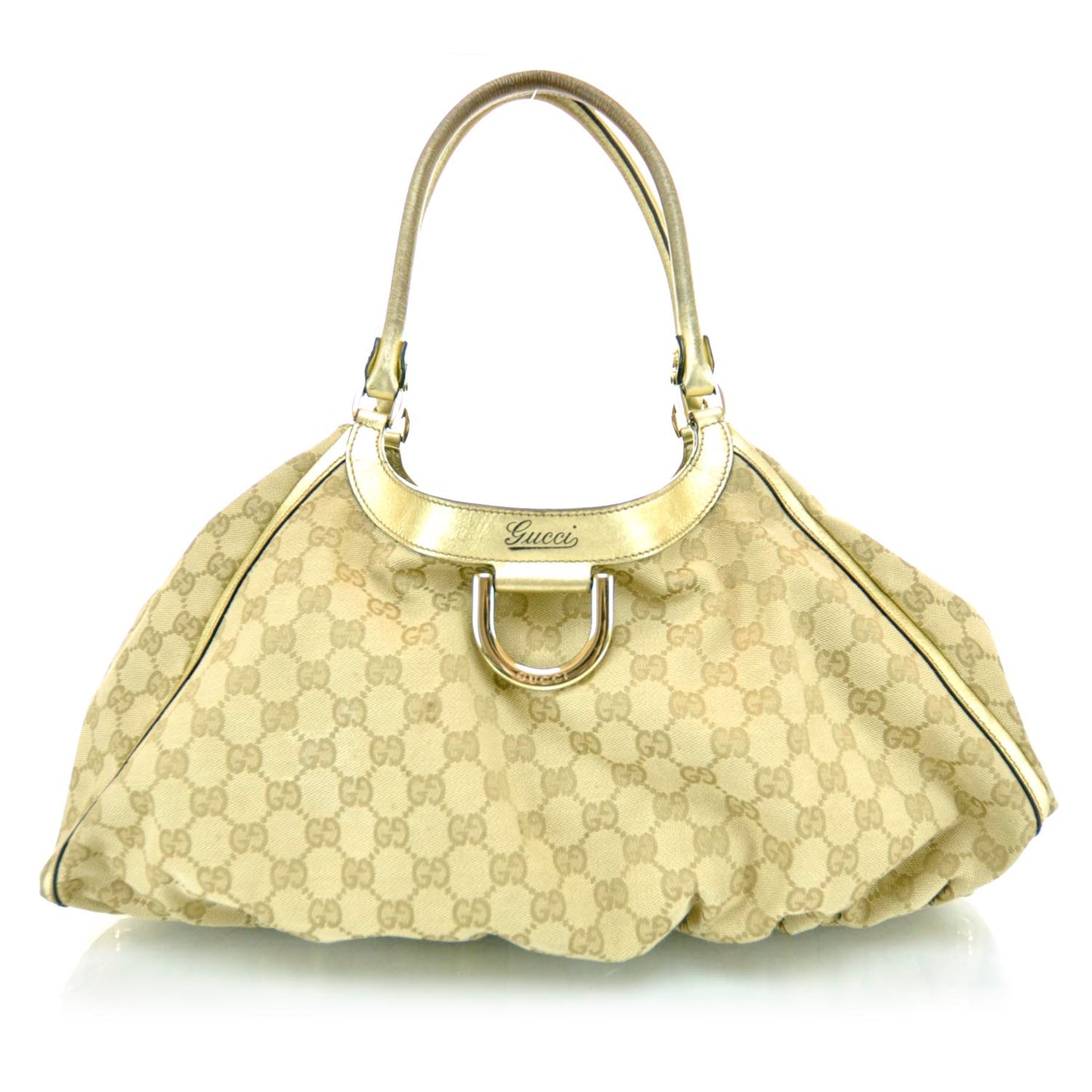 Monogram D Gold Hobo Metallic Gold