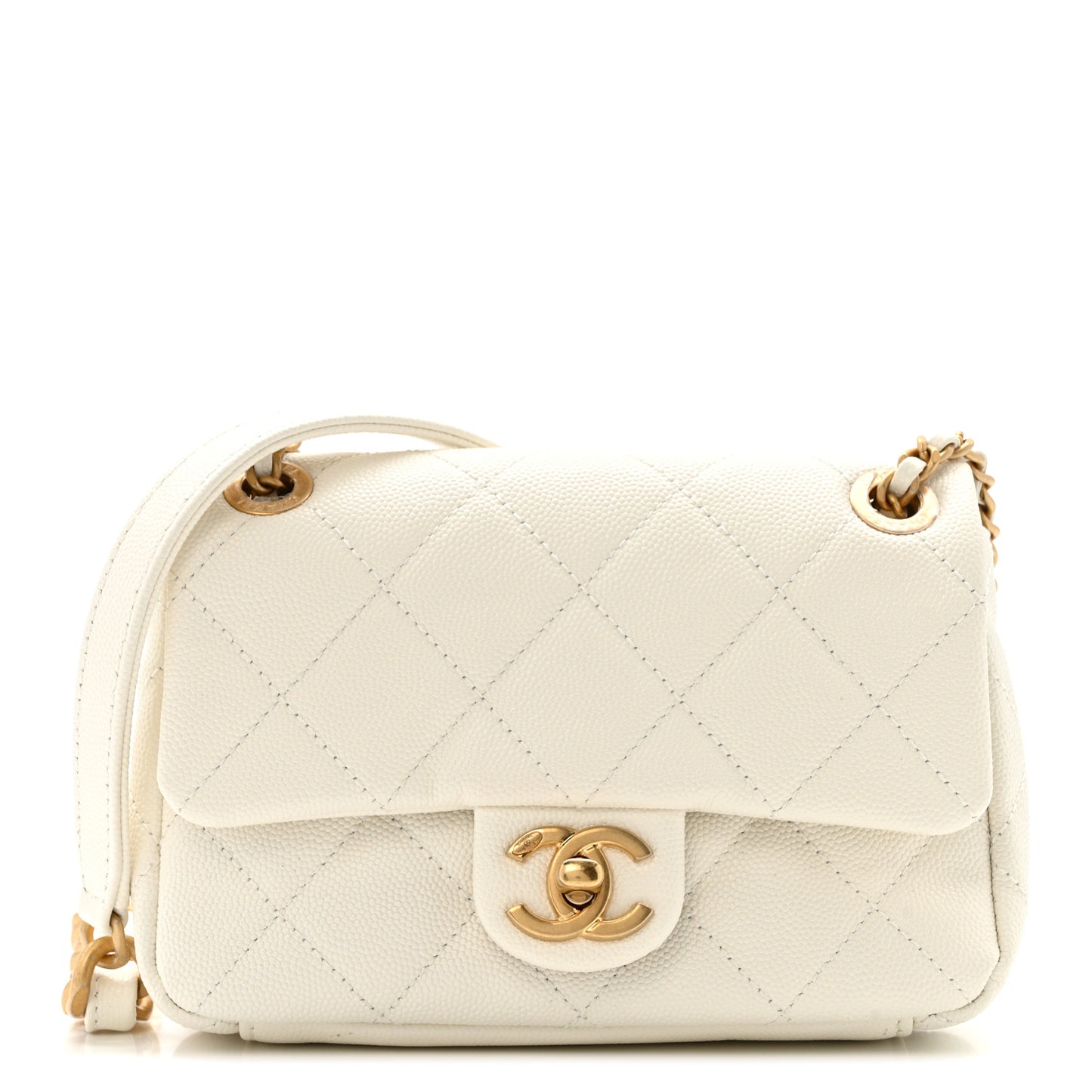 Caviar Quilted Mini Flap White