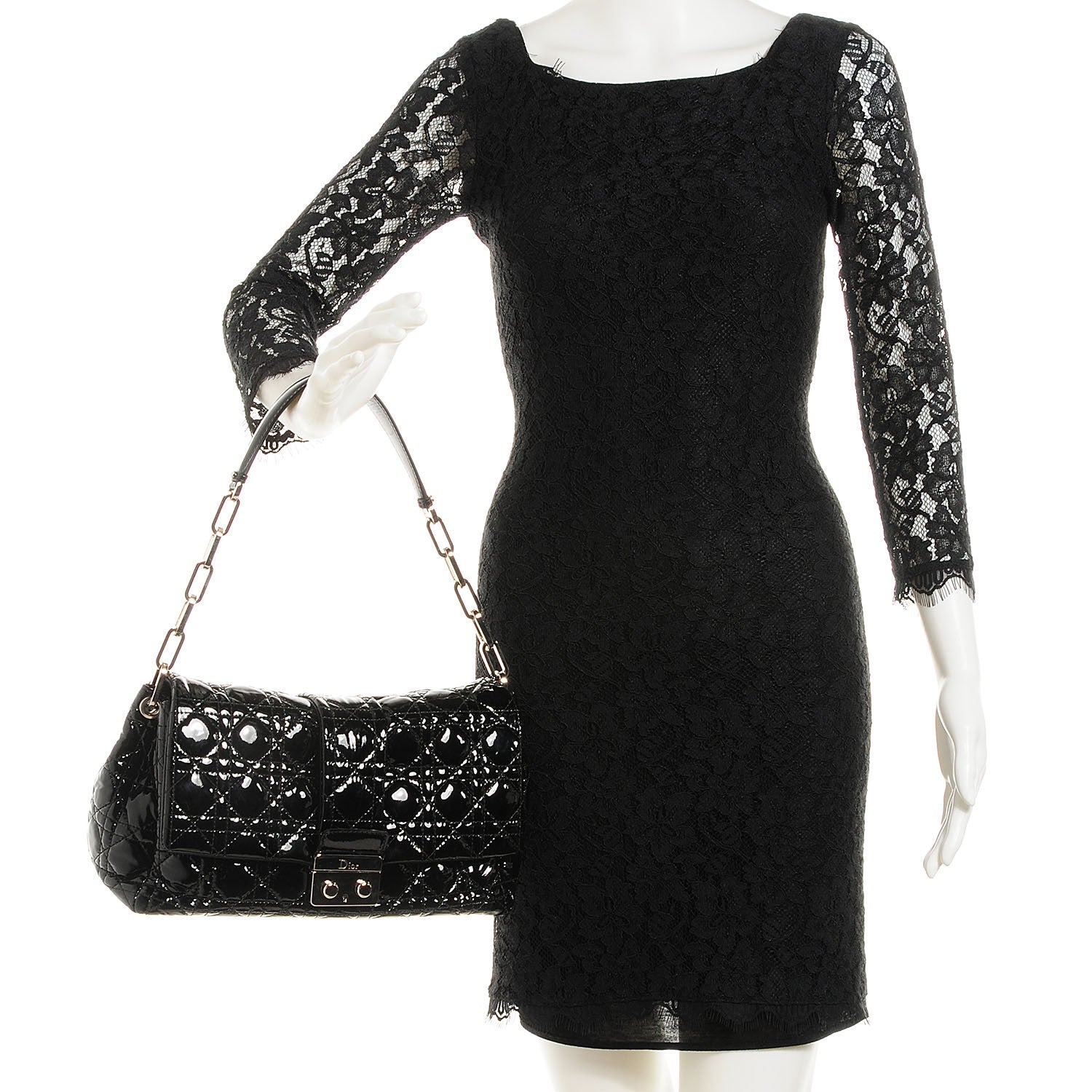 Christian Dior Patent Cannage New Lock Flap Black 2 of 9