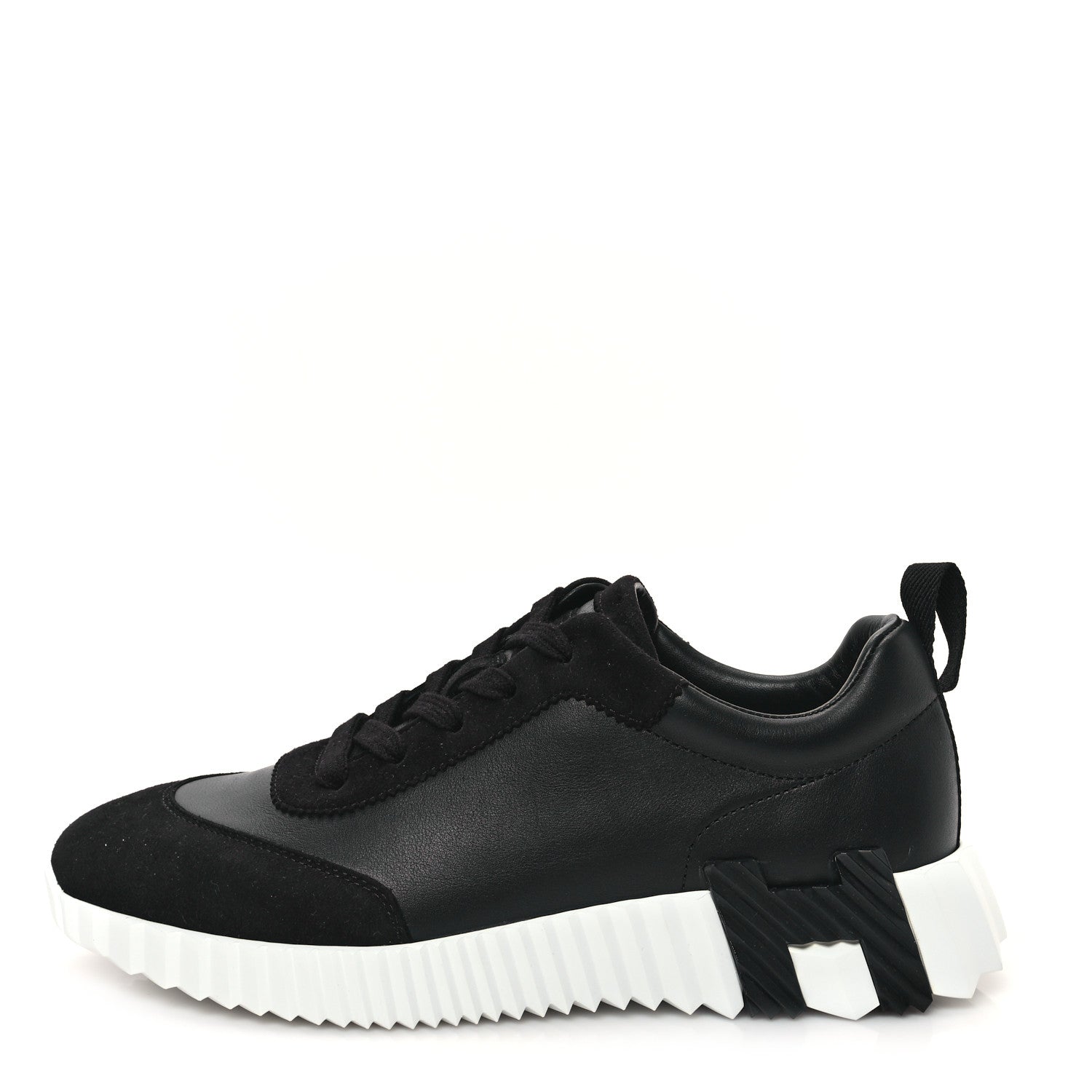 Hermes Goatskin Suede Goatskin Bouncing Sneakers 37 Black 1 of 8
