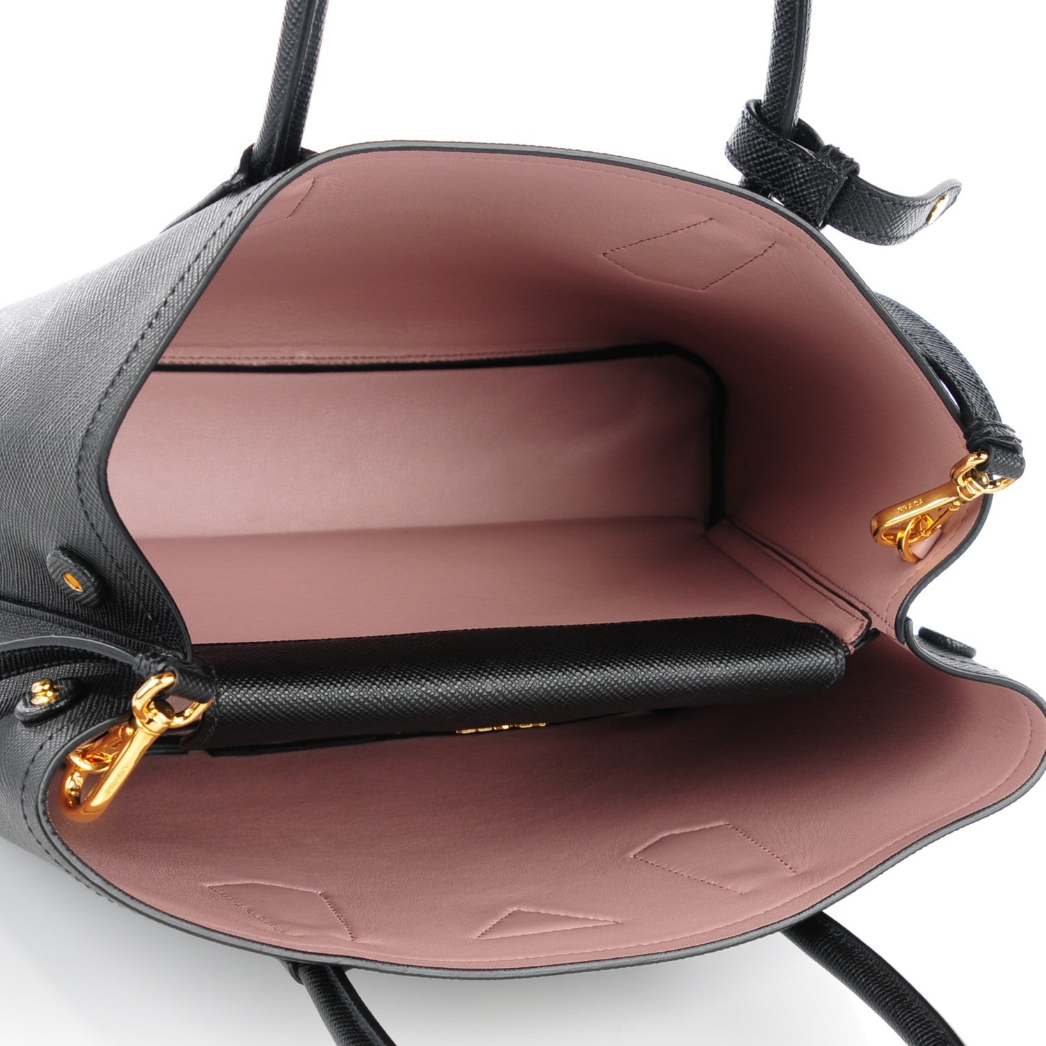 Prada Saffiano Cuir Large Double Bag Black Mughetto 5 of 8