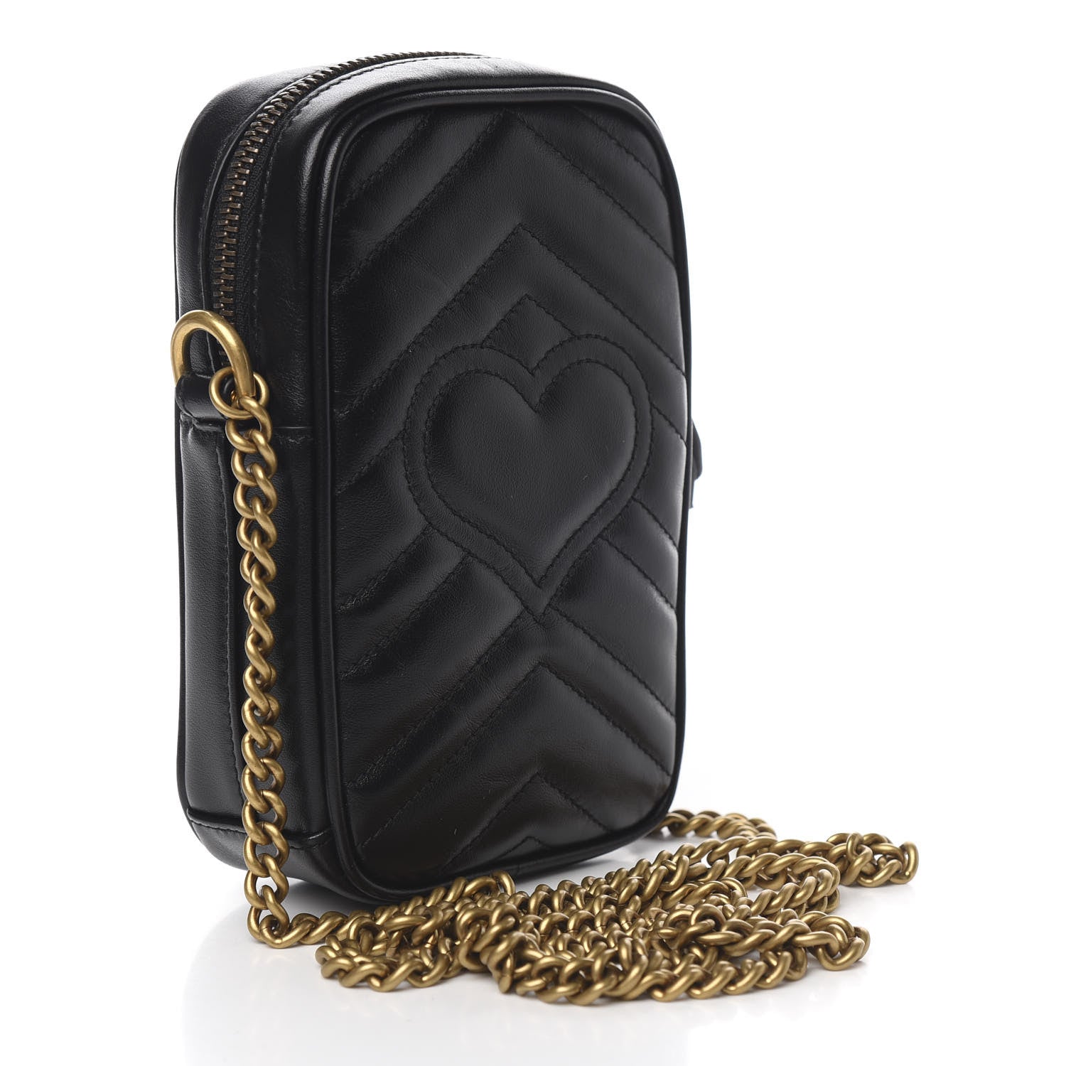 Gucci Calfskin Matelasse Mini GG Marmont Crossbody Bag Black 2 of 10