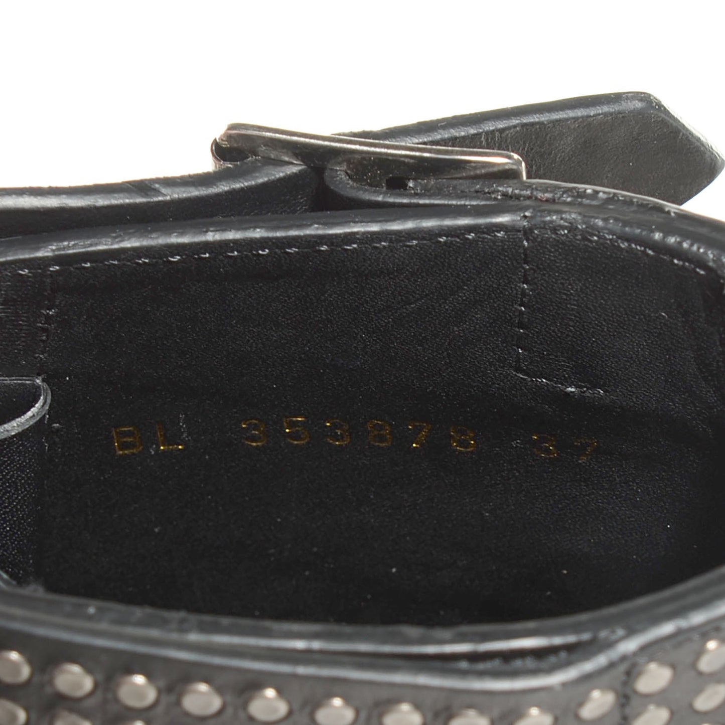 Smooth Calfskin Studded Strap Ranger Boots 37 Black