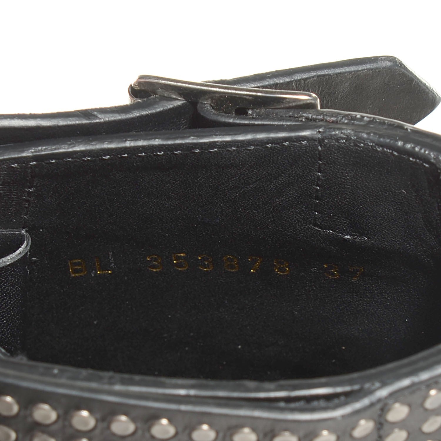 Saint Laurent Smooth Calfskin Studded Strap Ranger Boots 37 Black 8 of 8