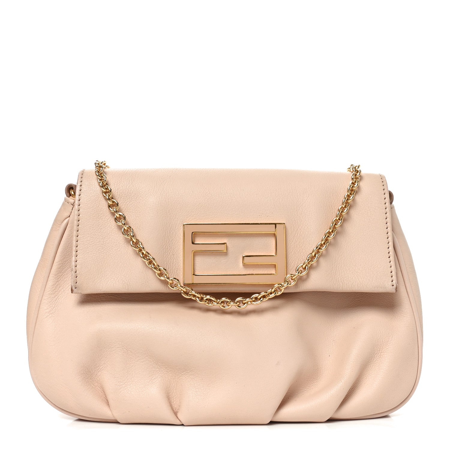 Fendi Vitello Flamingo Enamel Fendista Pouchette Crossbody Rosa Plaster 1 of 10