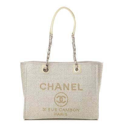 Chanel Lurex Boucle Small Deauville Tote Ivory 1 of 4